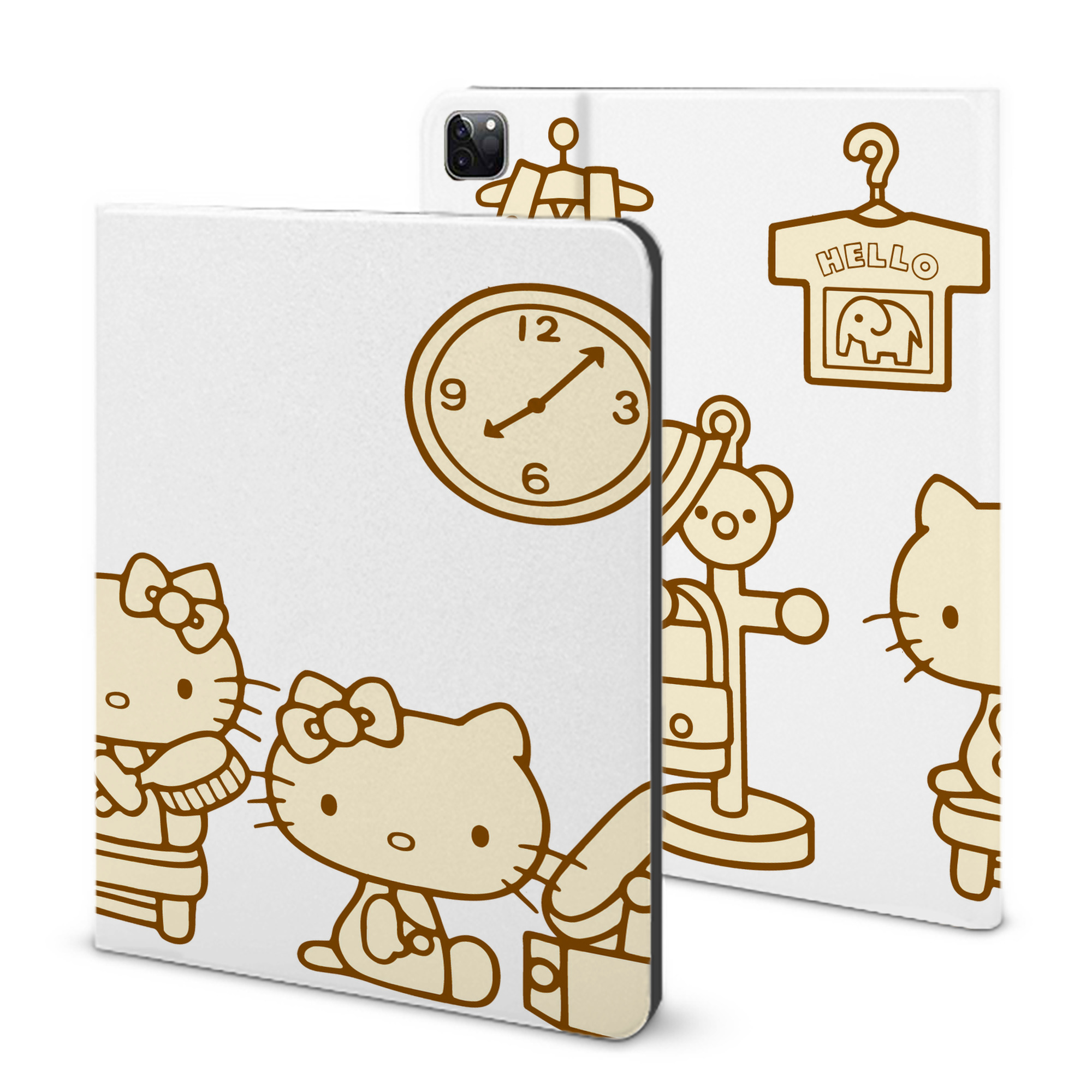 （画像用） Hello Kitty ハローキティ IPad ケース ブック型 PUレザー TPU 耐衝撃 軽量 薄型 ペン収納なし 全面保護 IPad 各モデル対応